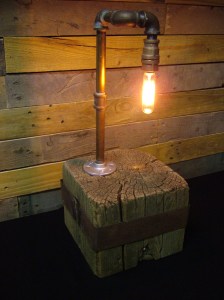 Three-stage dimmer responds to touch anywhere on the copper pipe.