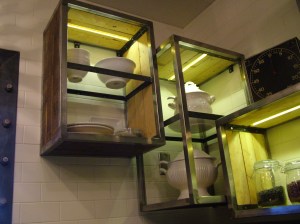 Box shelves are a modern alternative to upper cabinets